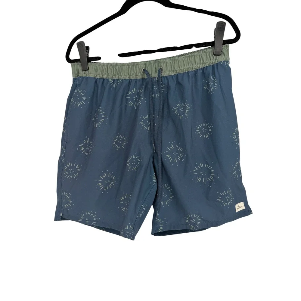 ONeill Hyperfreak Stretch Board Shorts Navy Blue Sunburst Swim Trunks Size M